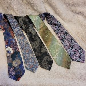 Vintage Men's Ties Bundle of 5 Unique Prints Old Ties